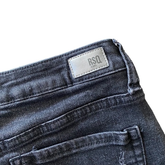 RSQ Vintage High Rise Black Jean Shorts with Raw Hem 3 / W26 - Picture 6 of 11